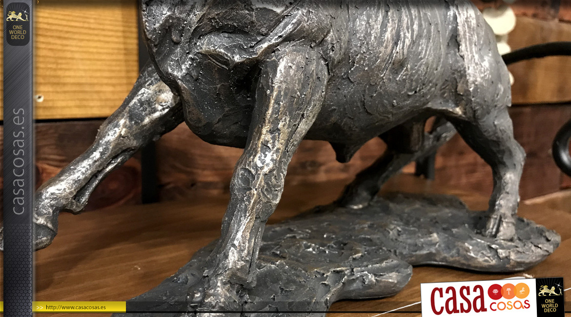 Estatua de toro decorativa imitación de bronce antiguo