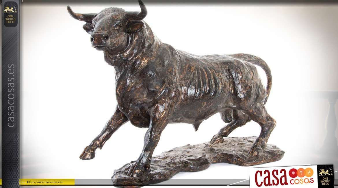 Figura de animal Toro de resina efecto bronce envejecido 37 cm
