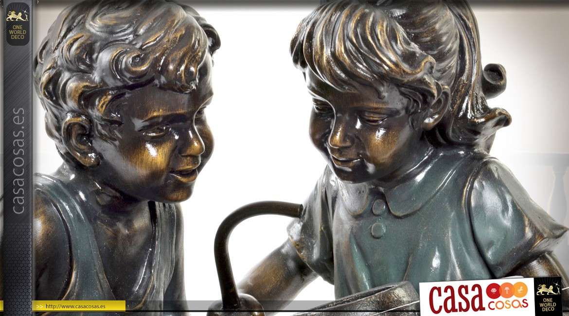 Fuente decorativa de  interior : niños (imitación bronce) 77 cm