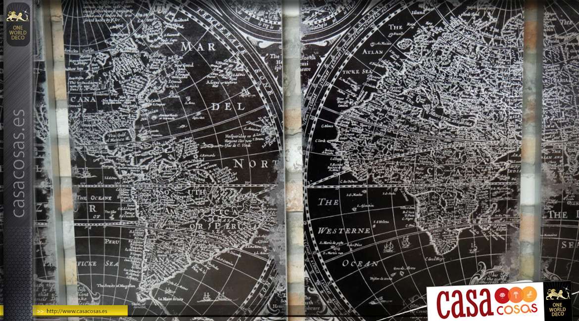Mapa de pared vintage en cuadríptico 160 x 120 cm