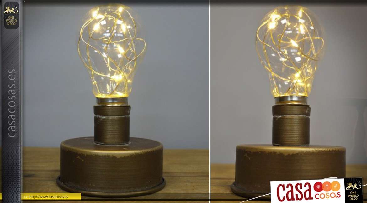Pequeña lámpara de mesa de estilo retro e industrial con iluminación LED de 15 cm.