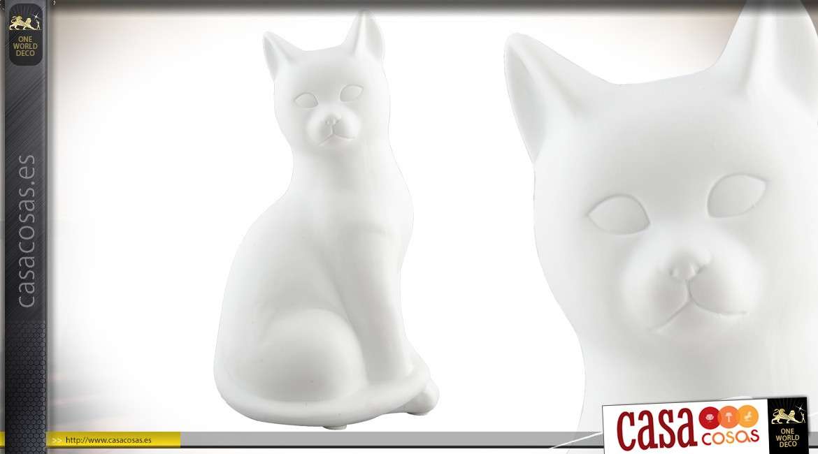 Lámpara de mesa con forma de gato sentado hecha de porcelana blanca