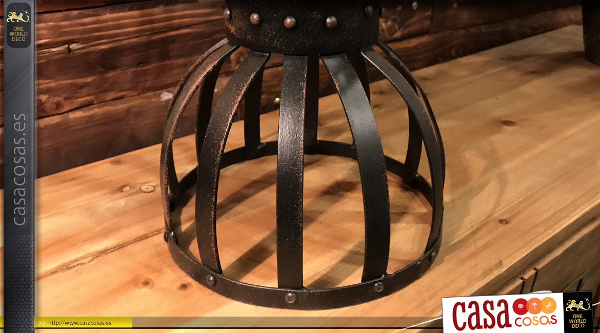 Soporte para plantas de metal con espíritu de hierro forjado, acabado negro escamado, forma de jarrón inspirado en los Medicis, Ø35cm