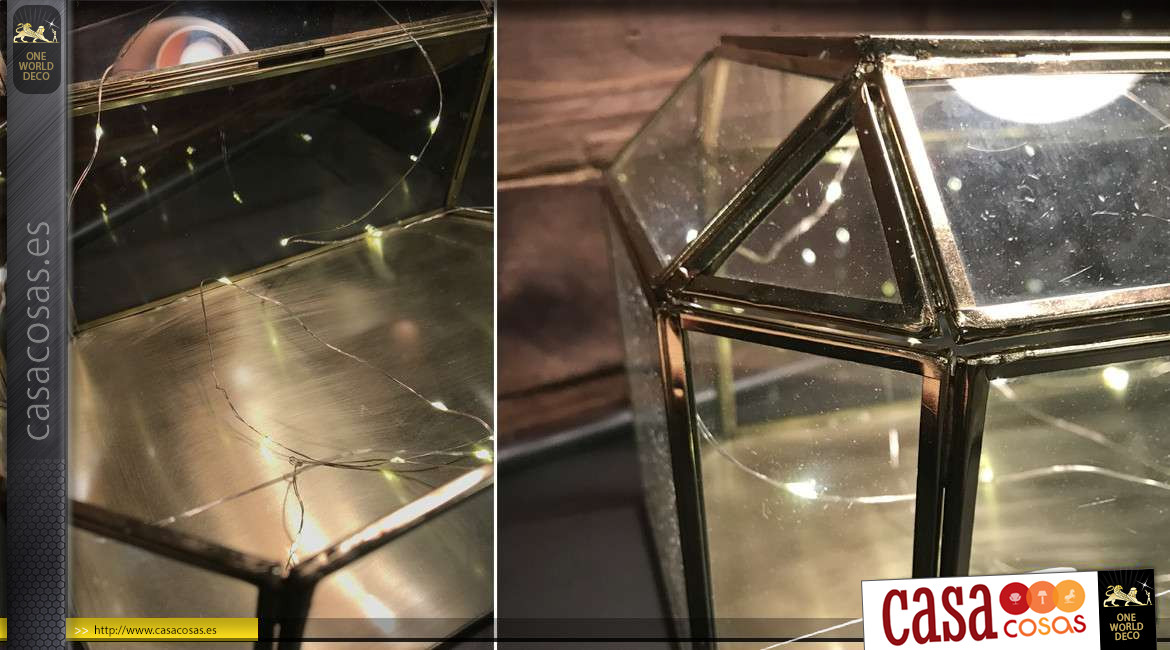 Vitrina de latón y cristal estilo vintage 31 cm