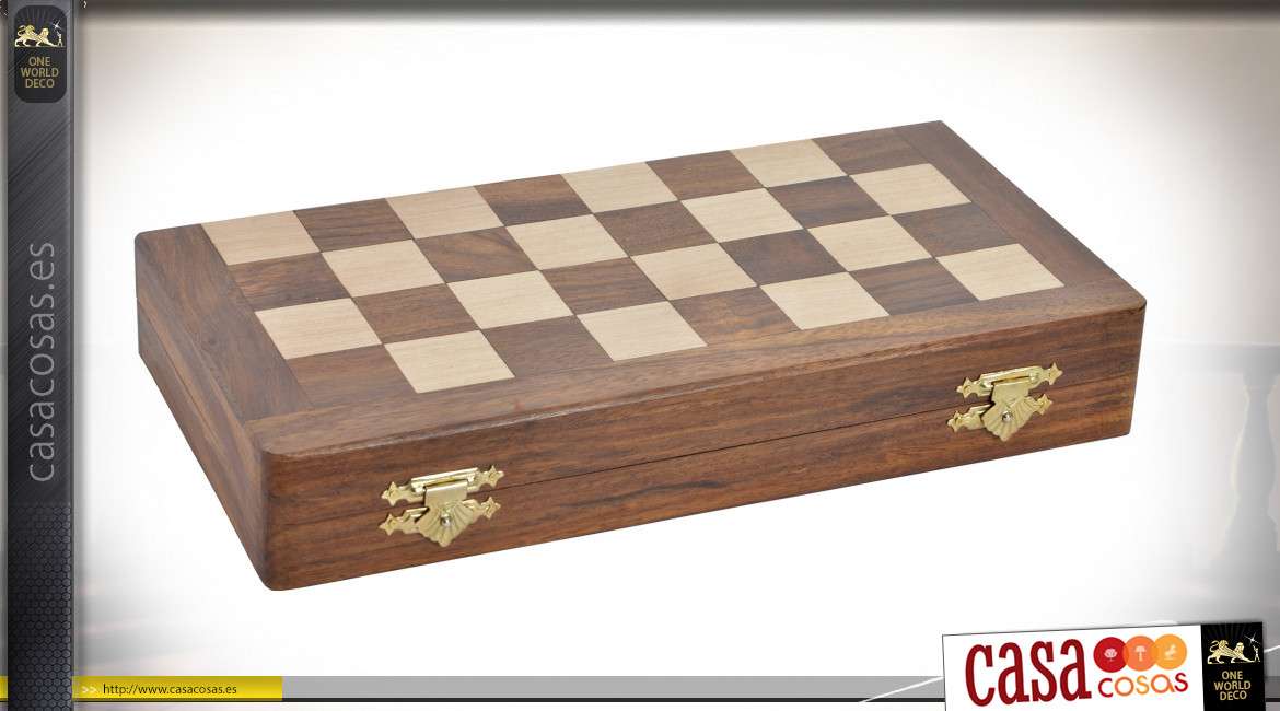 Mesa de ajedrez de sheesham macizo, piezas de madera tallada, estilo elegante, 30 cm