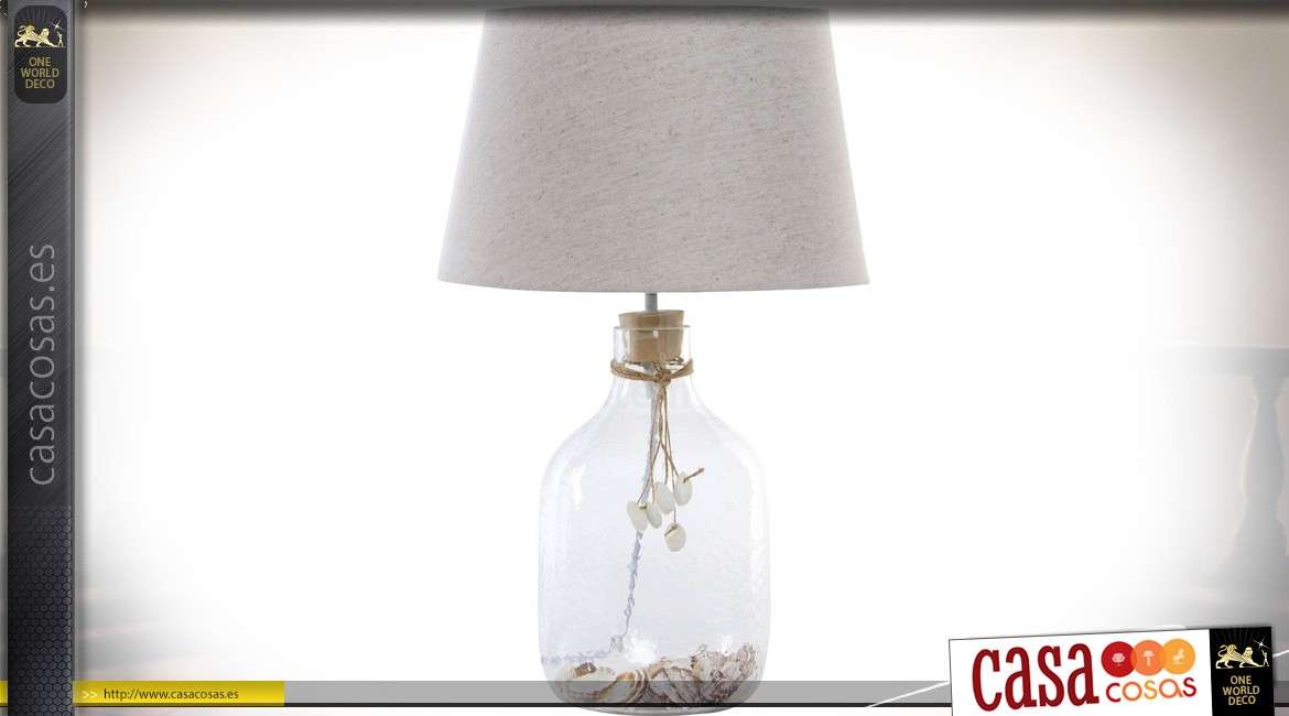 Lámpara de salon de vidrio y conchas de 50 cm