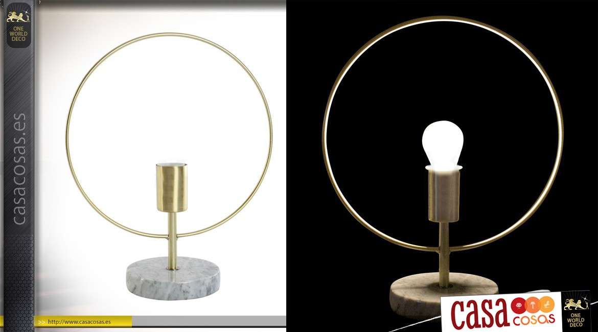 Lámpara de diseño circular de metal y mármol 38 cm.