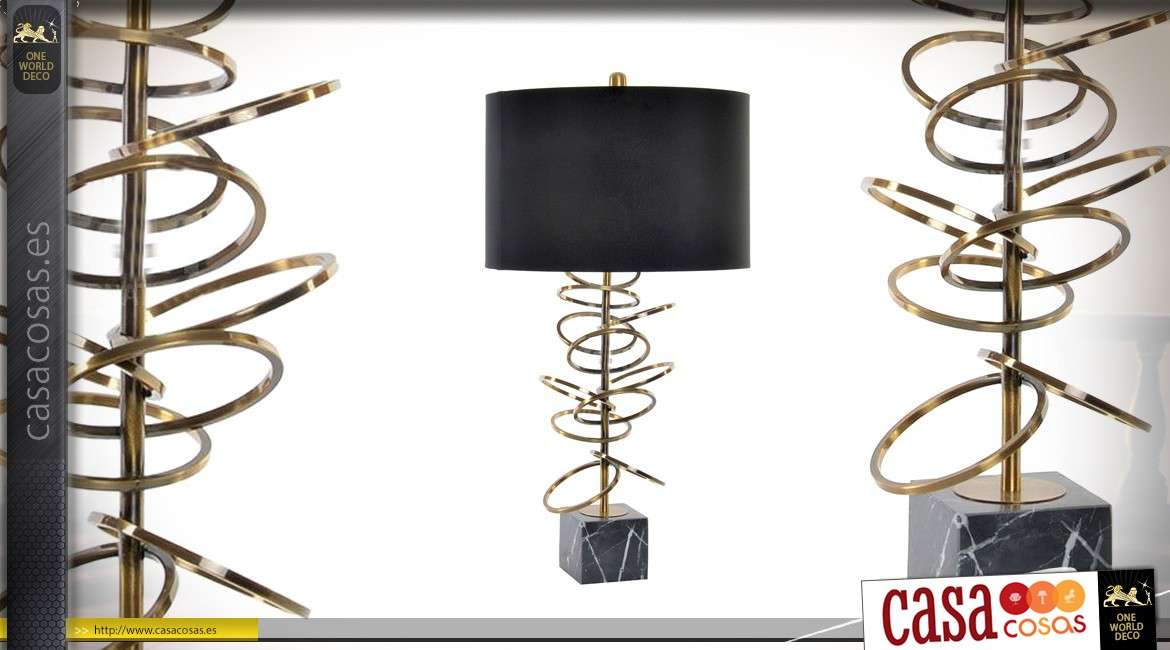 Lámpara de mesa moderna colección de Lámparas Preciosas de metal, mármol y lino 74cm