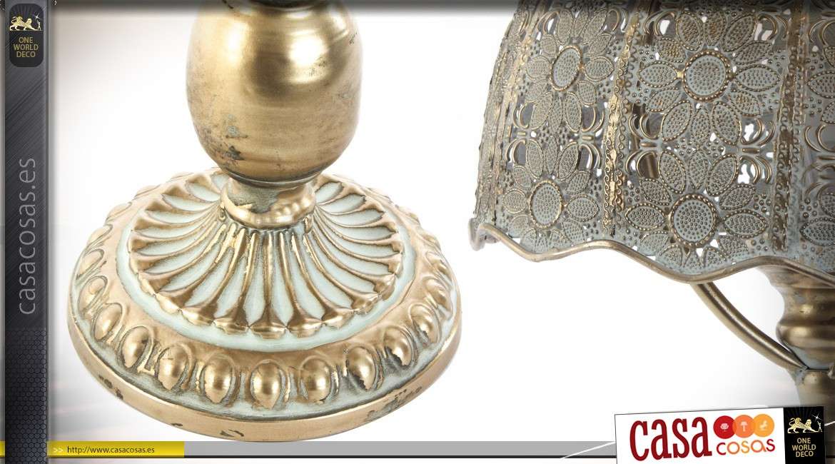 Lámpara de mesa de metal de estilo oriental moucharabieh viejo dorado