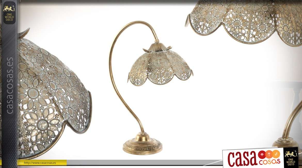 Lámpara de mesa de metal de estilo oriental moucharabieh forma de flor 50cm