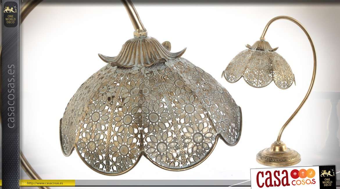 Lámpara de mesa de metal de estilo oriental moucharabieh forma de flor 50cm