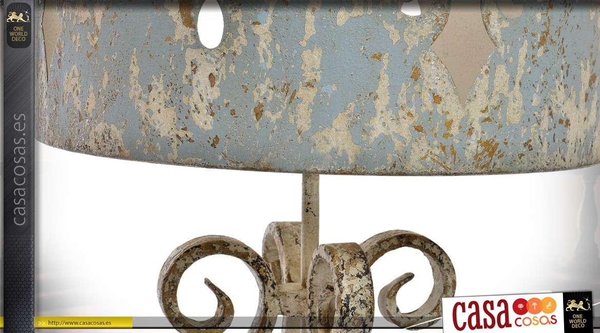 Lámpara grande de estilo recuperado y aspecto metal de mercadillo envejecido 87,5 cm