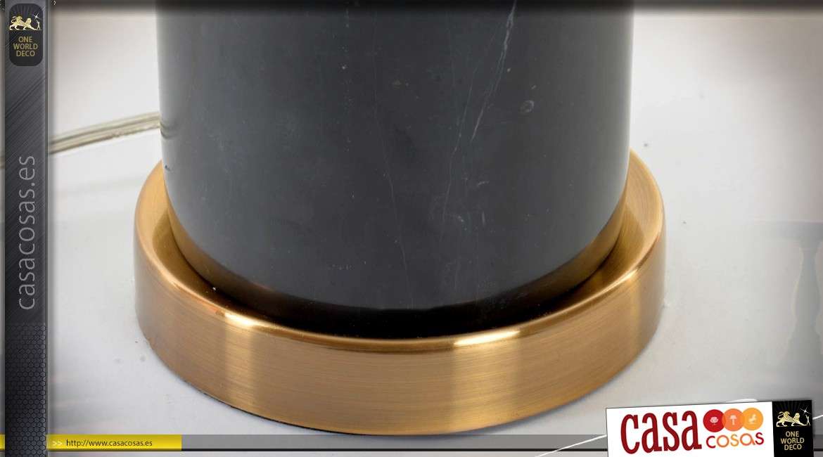 Lujosa lámpara de salón de mármol negro y latón dorado 61 cm