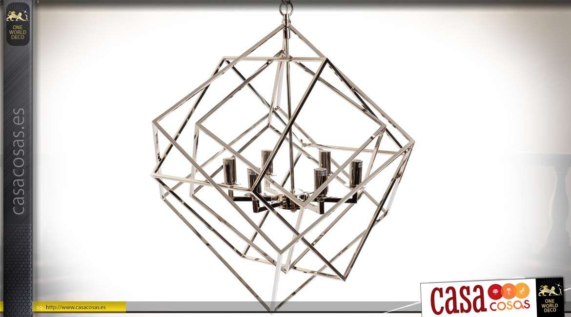 Lampara de araña de diseño de metal cromado efecto 3D 70 x 70 cm
