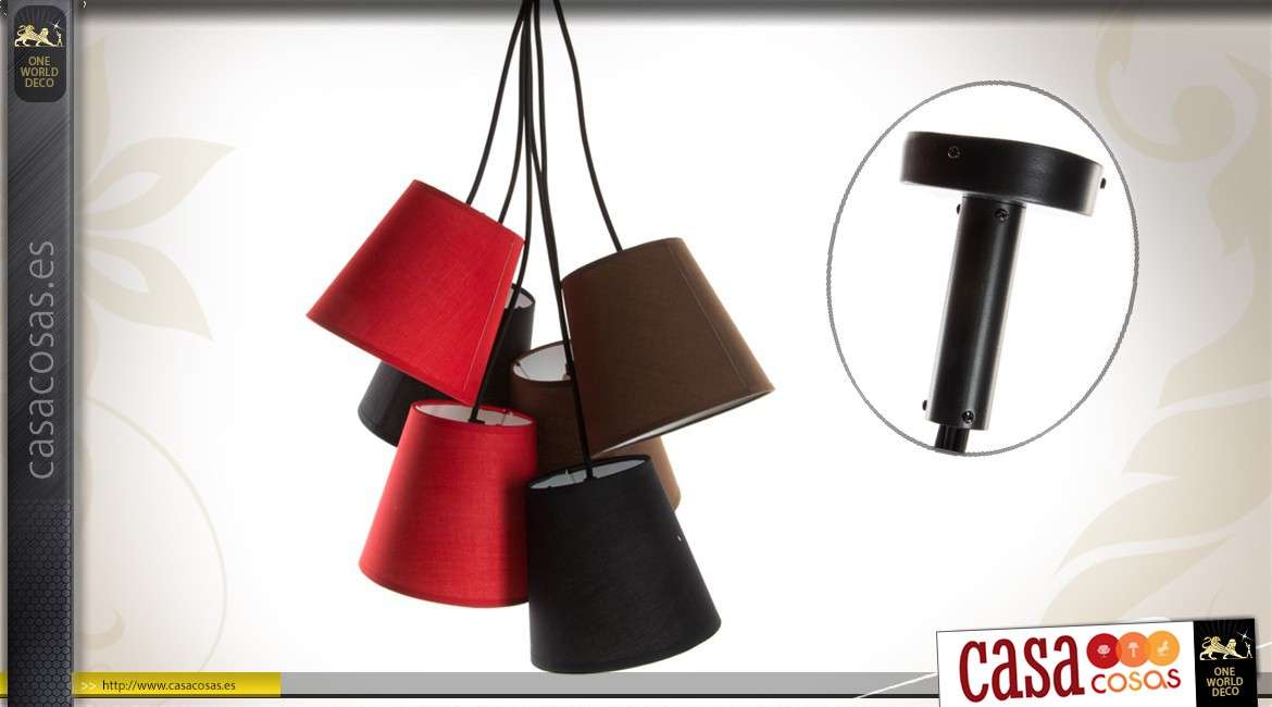 Lámpara colgante contemporánea tricolor con 6 pantallas