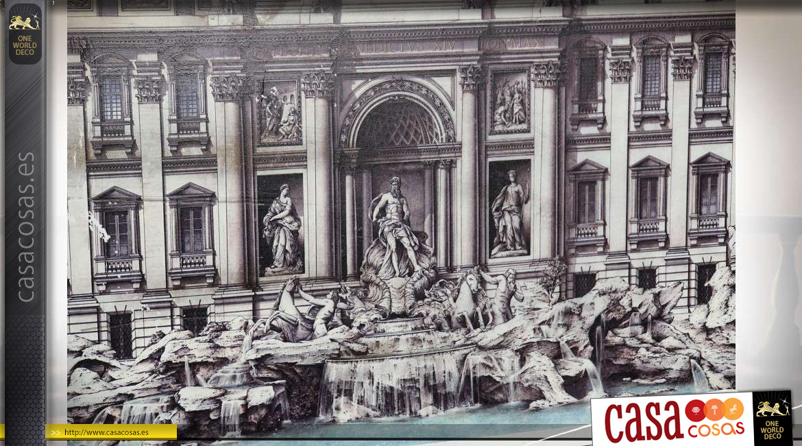 Gran marco de madera sobre el tema de la antigua Roma, acabado envejecido, 80 cm