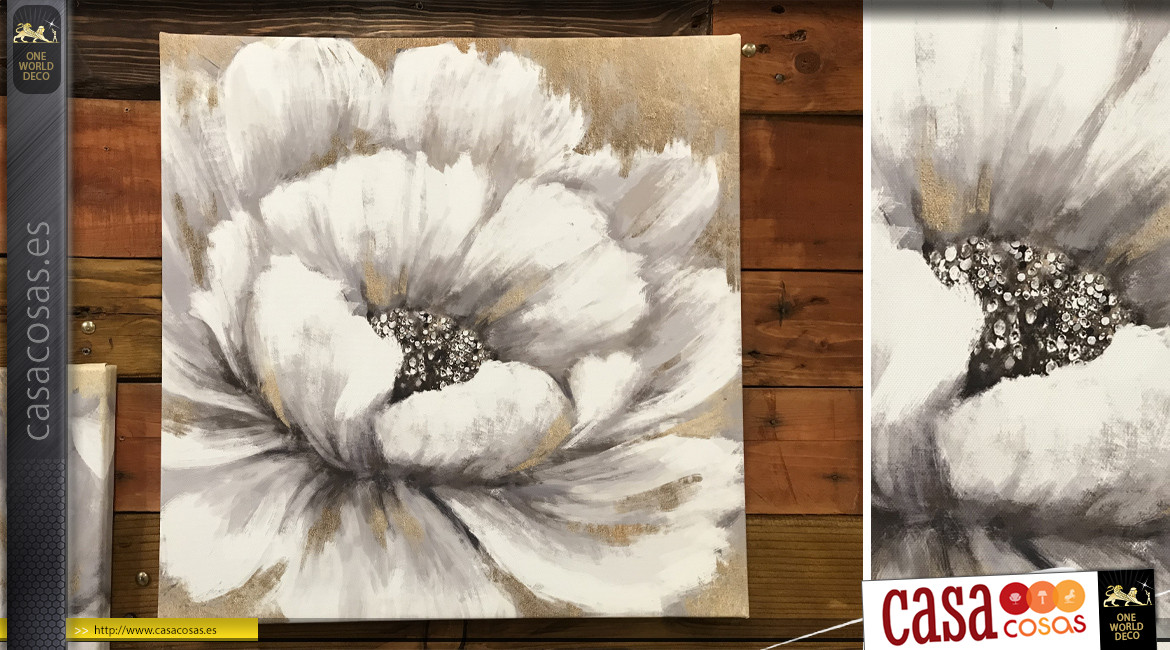 Serie de 2 lienzos cuadrados con estampados florales, ambiente romántico, 40cm.