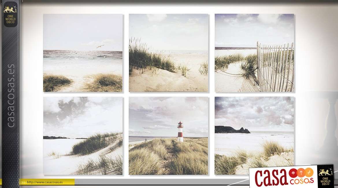 Serie de 6 lienzos en 40 x 40 cm: dunas y playa