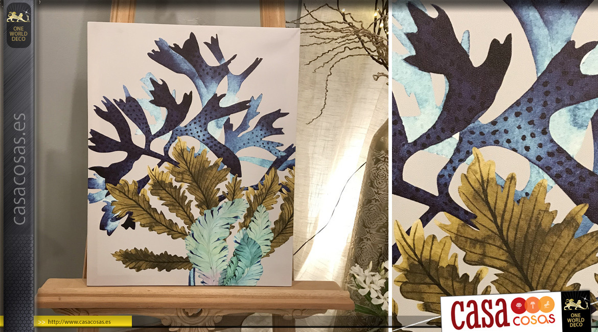 Serie de dos cuadros que representan algas marinas, elegante ambiente costero, 50cm.