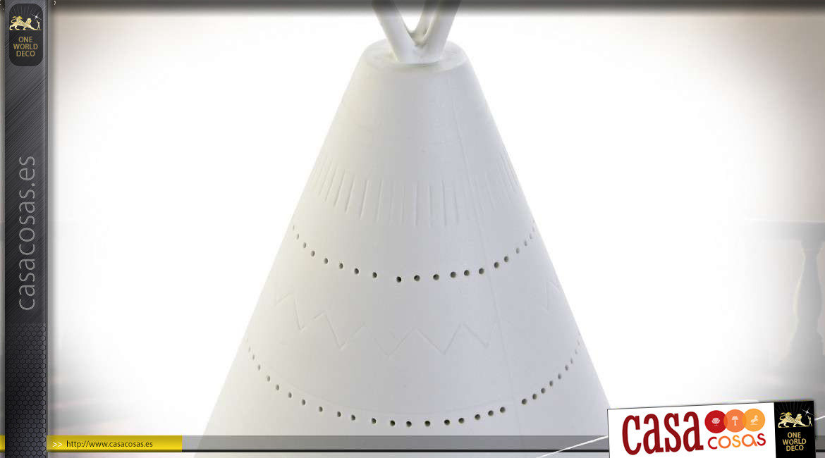 Lámpara de mesa de porcelana blanca, con forma de tipi, ambiente infantil, Ø18cm