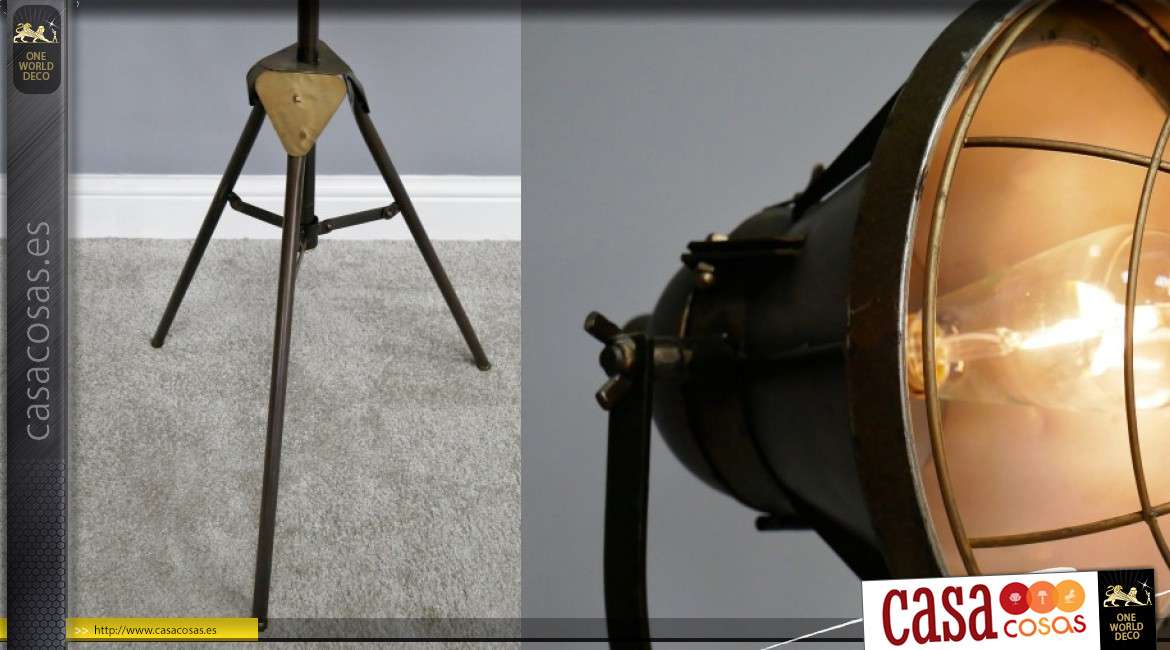 Lámpara de pie de metal, estilo retro industrial, acabado antiguo, ajustable, 140cm