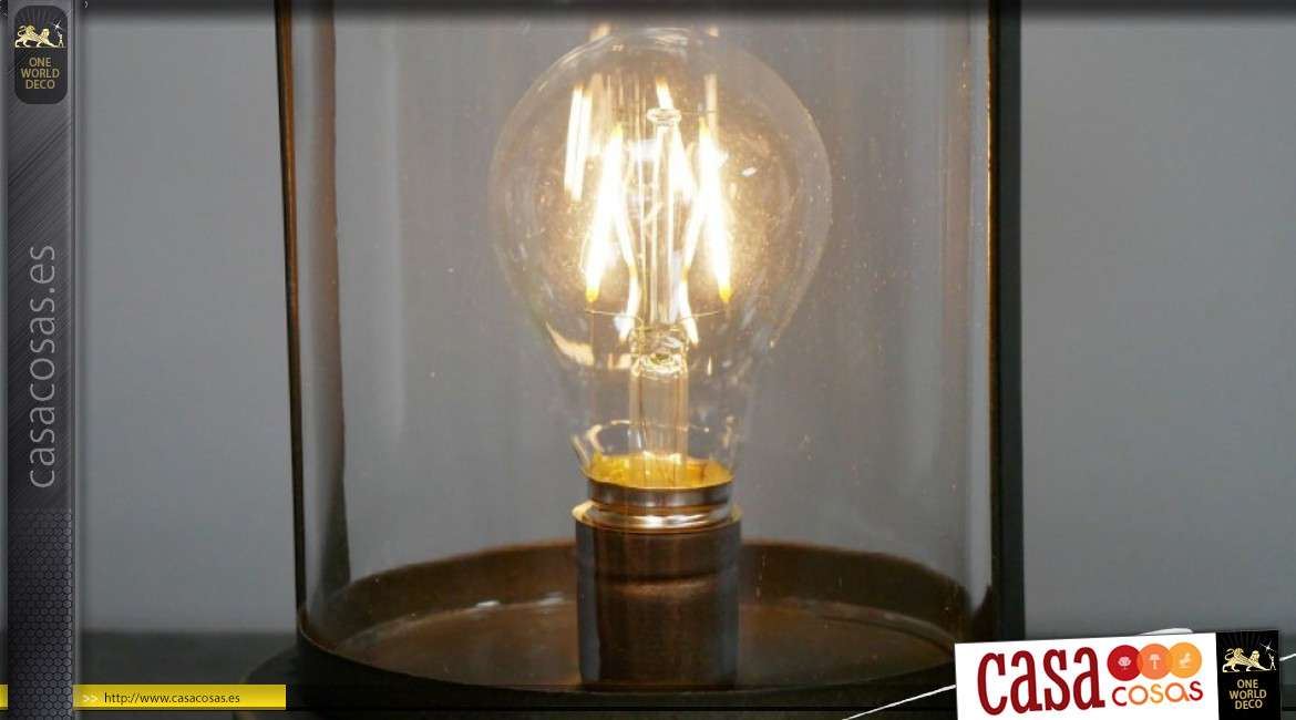 Lámpara lateral LED en metal y vidrio, estilo antiguo de lámpara de minería, 34cm