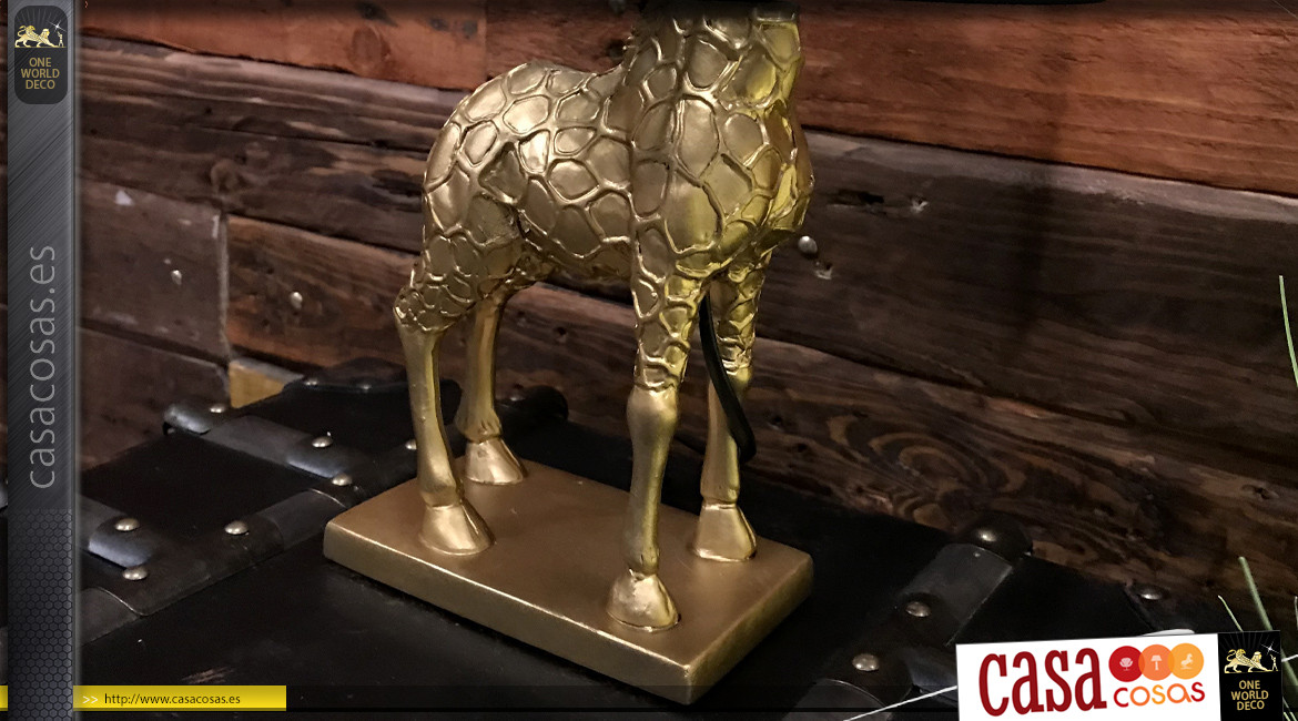 Lámpara de mesa con forma de jirafa acabado dorado, 42cm