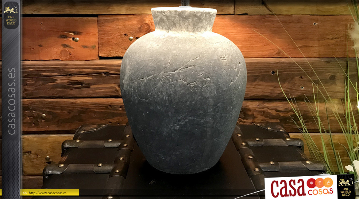 Lámpara de sobremesa de cerámica efecto cemento y pantalla de lino, estilo industrial moderno, espíritu epurado, 66cm