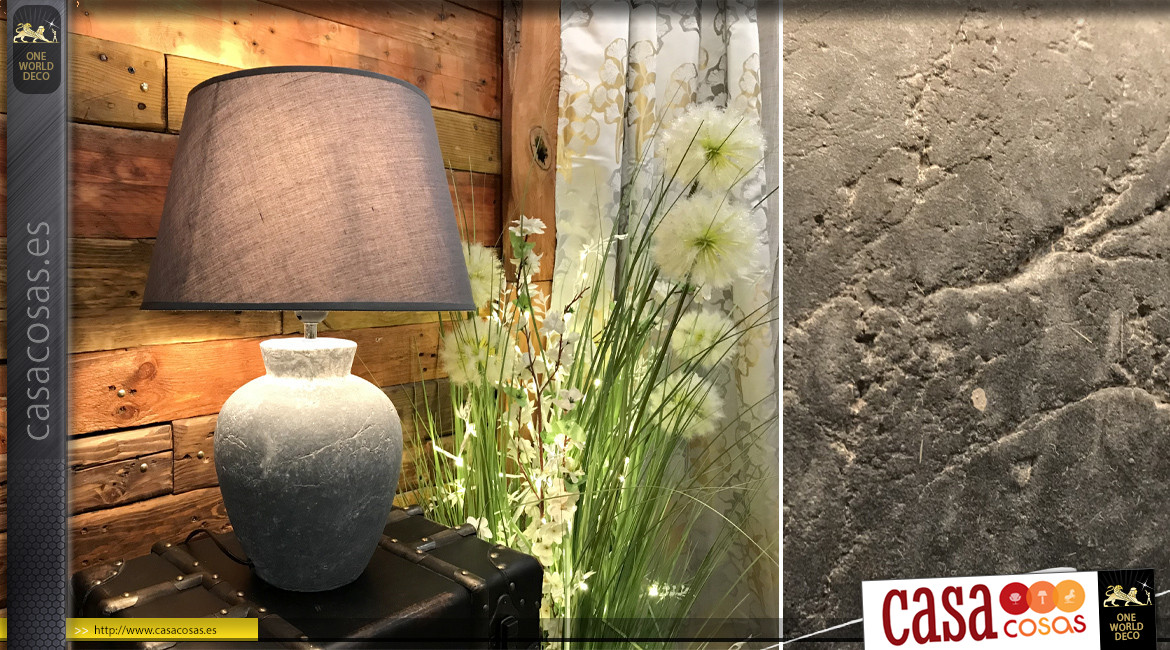 Lámpara de sobremesa de cerámica efecto cemento y pantalla de lino, estilo industrial moderno, espíritu epurado, 66cm
