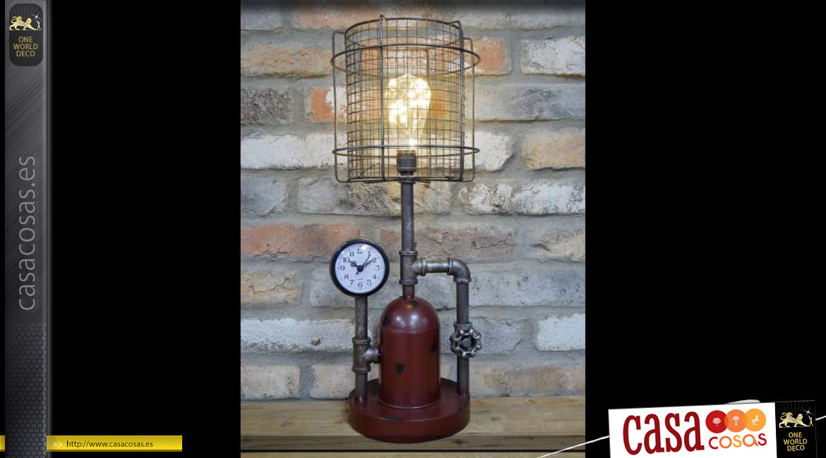 Lámpara retro de metal, estilo maquinaria industrial, con bombilla LED 56 cm