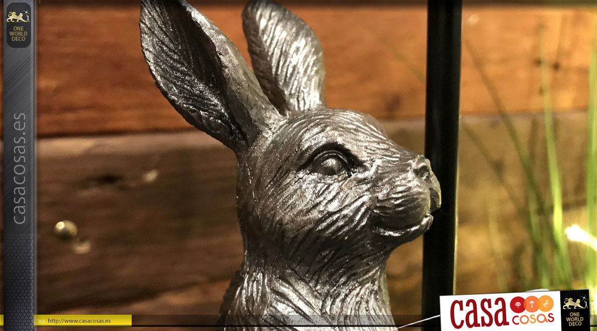 Serie de 2 lámparas de sobremesa en metal y resina con representaciones de conejos, ambiente de habitación infantil, 35cm