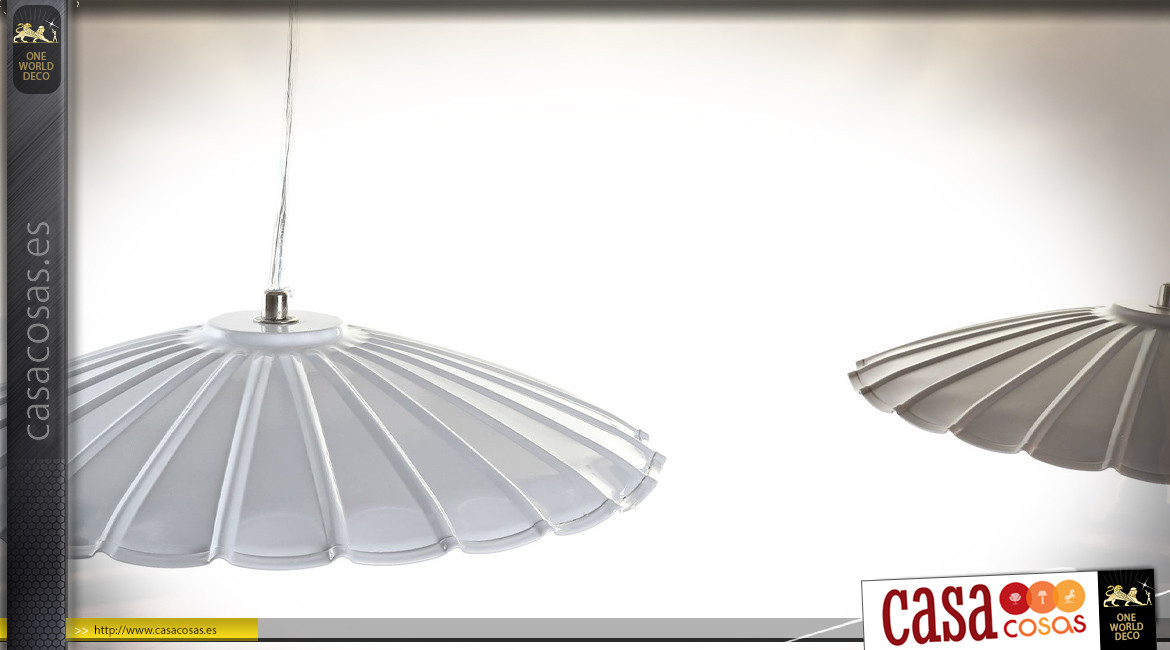 Serie de 2 lamparas de techo de metal estilo floral, acabado blanco y topo, Ø34cm