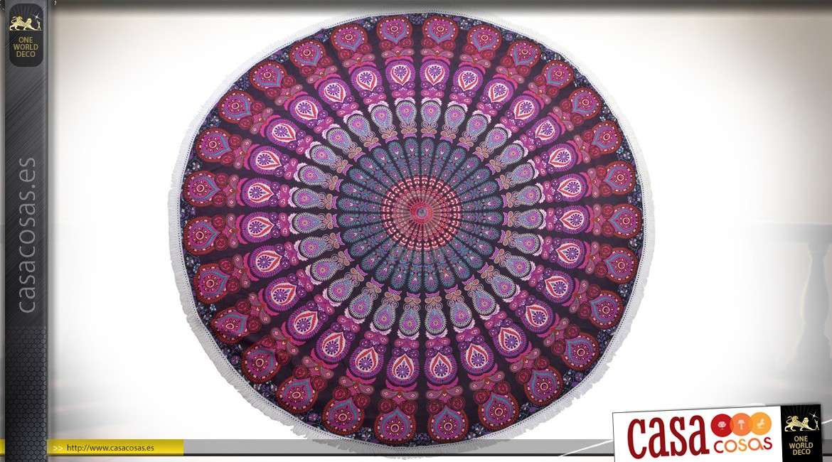 Alfombra de mesa / mantel redondo de algodón tejido mandalas Ø 190 cm