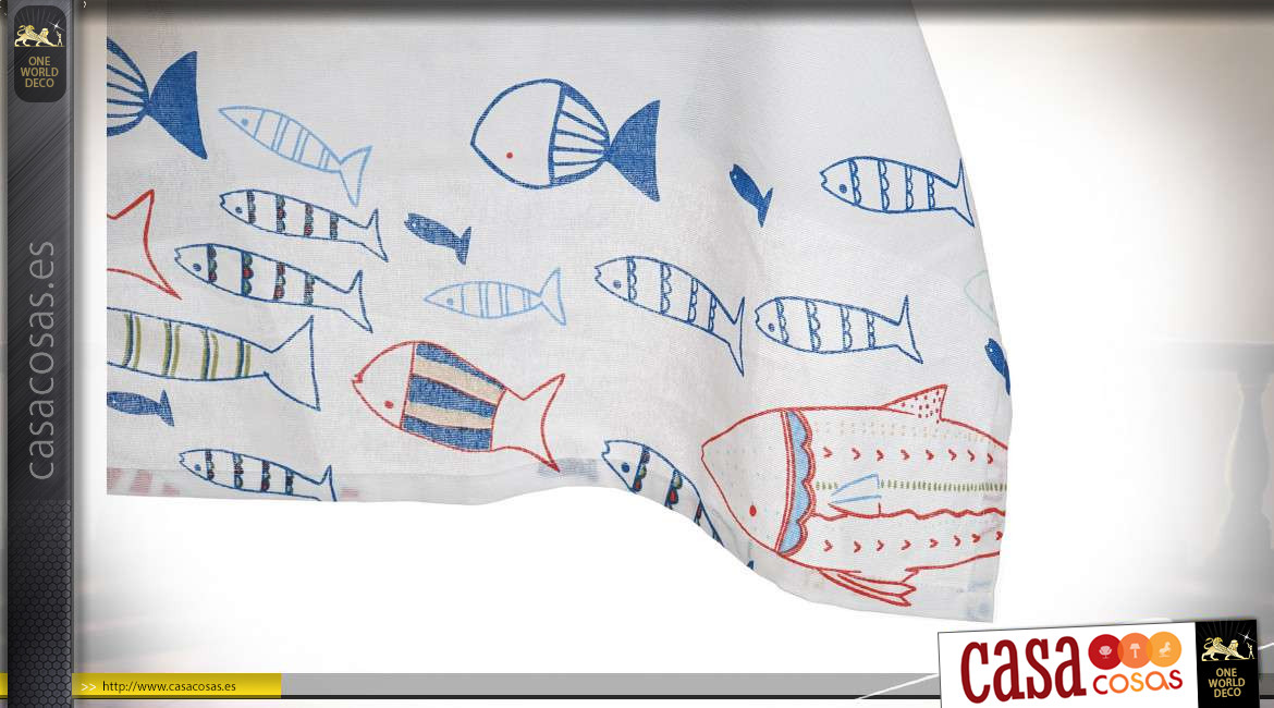 Mantel y servilletas de algodón grueso en forma cuadrada, estampado de peces, 150cm