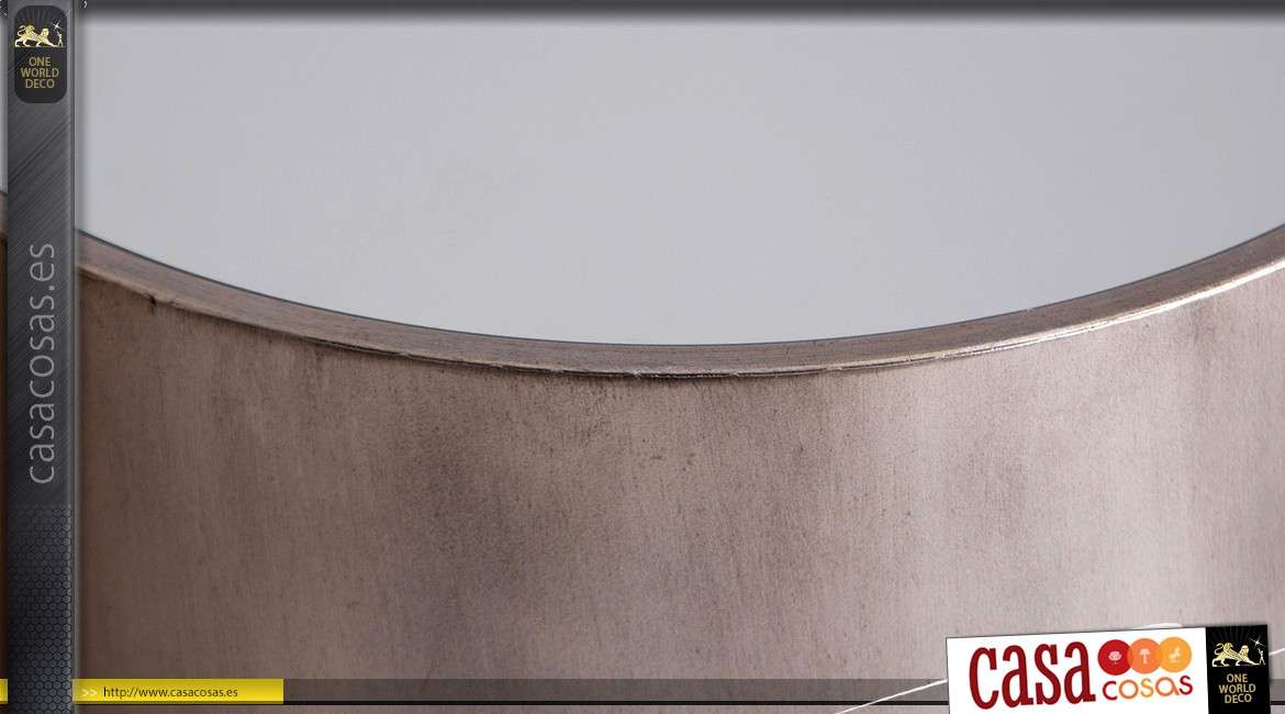 Serie de 2 mesas auxiliares cilíndricas gris plateado y dorado cobrizo 61 cm