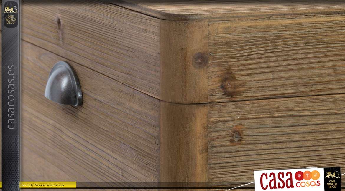 Mesa auxiliar efecto madera cruda y metal - 74 cm de alto