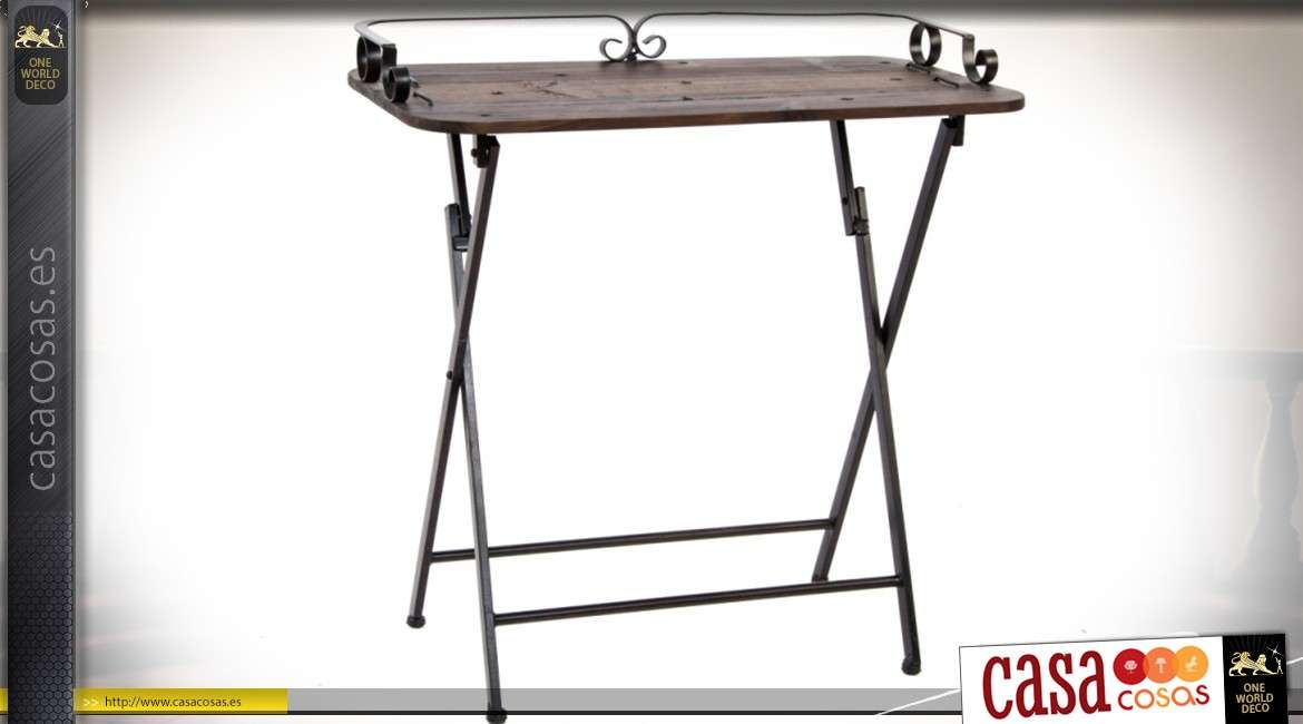 Mesa auxiliar estilo retro de metal estilo hierro labrado vintage
