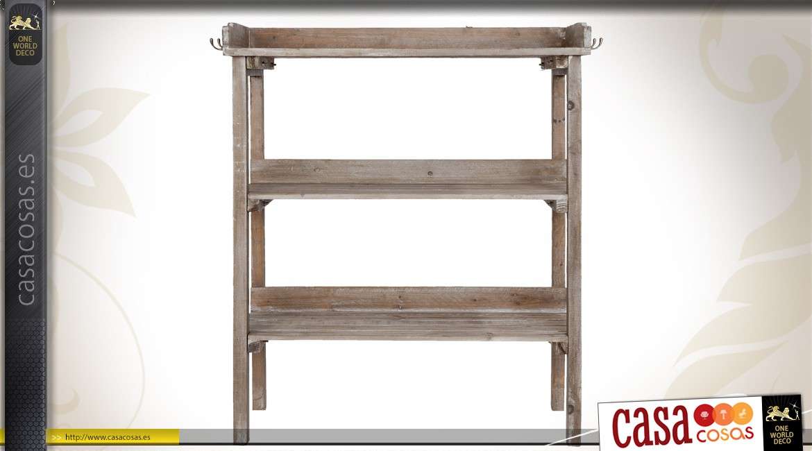 Mesa de servir de madera envejecida con 3 estantes