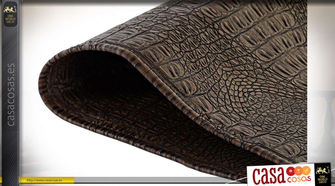 Soporte mando efecto piel marrón envejecido, para reposabrazos de sofá, 90cm