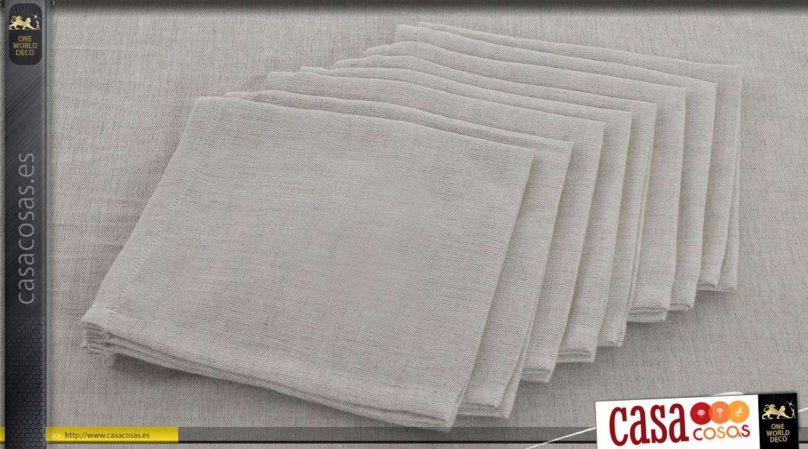 Mantel grande de lino y algodón 250x150 - 160 gr / m² con 8 toallas