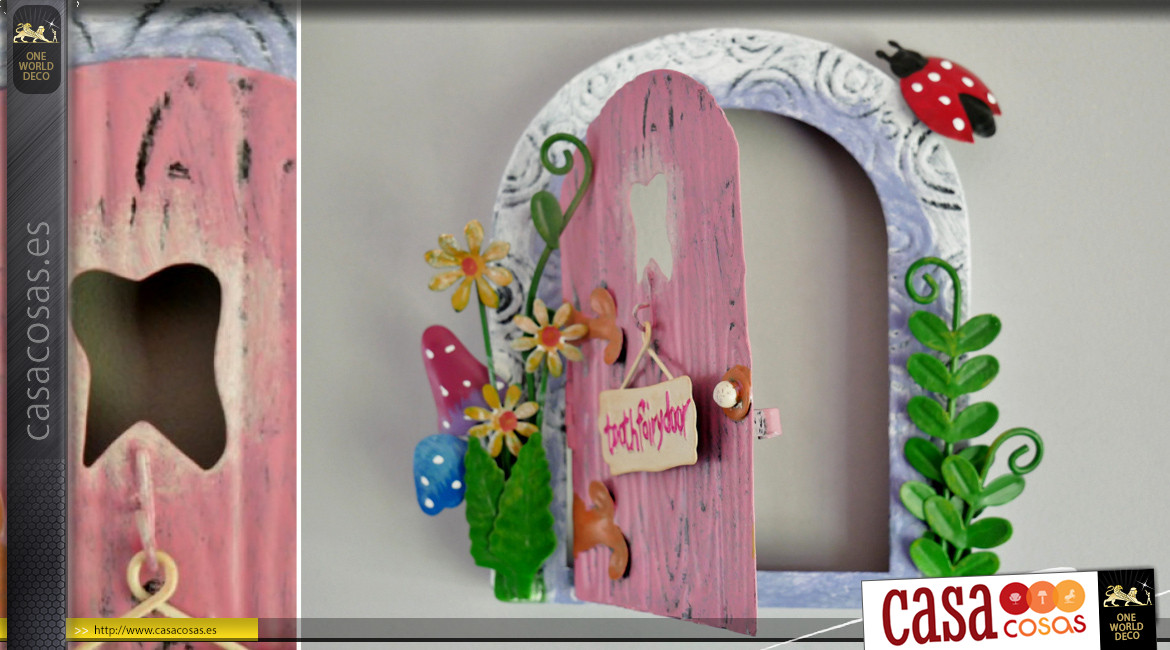 Puerta de entrada del ratoncito Pérez, de metal, lindo accesorio decorativo, colores brillantes, 16cm