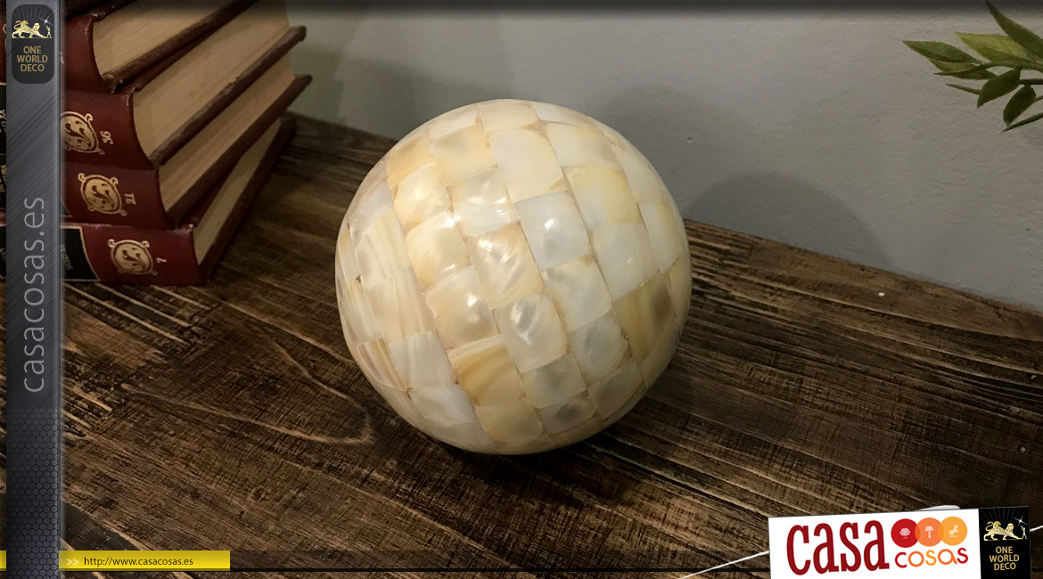 Bola decorativa en madera de mango con acabado perlado, Ø10cm