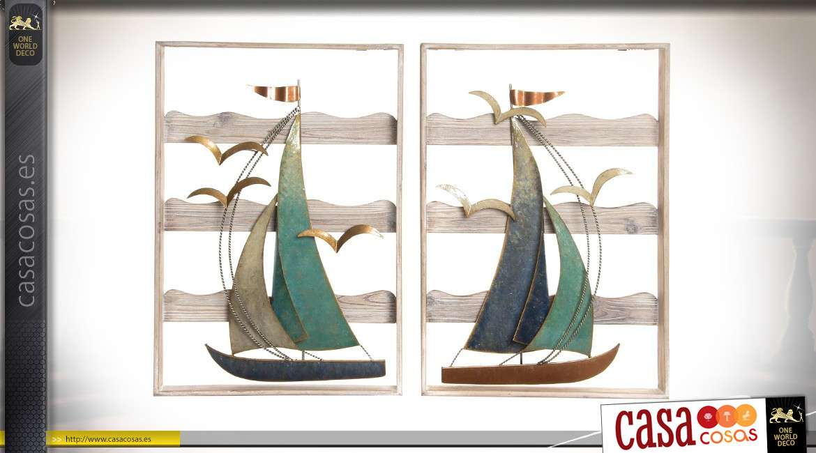 Serie de 2 marcos de madera y metal colección Sea Sand de 50cm.