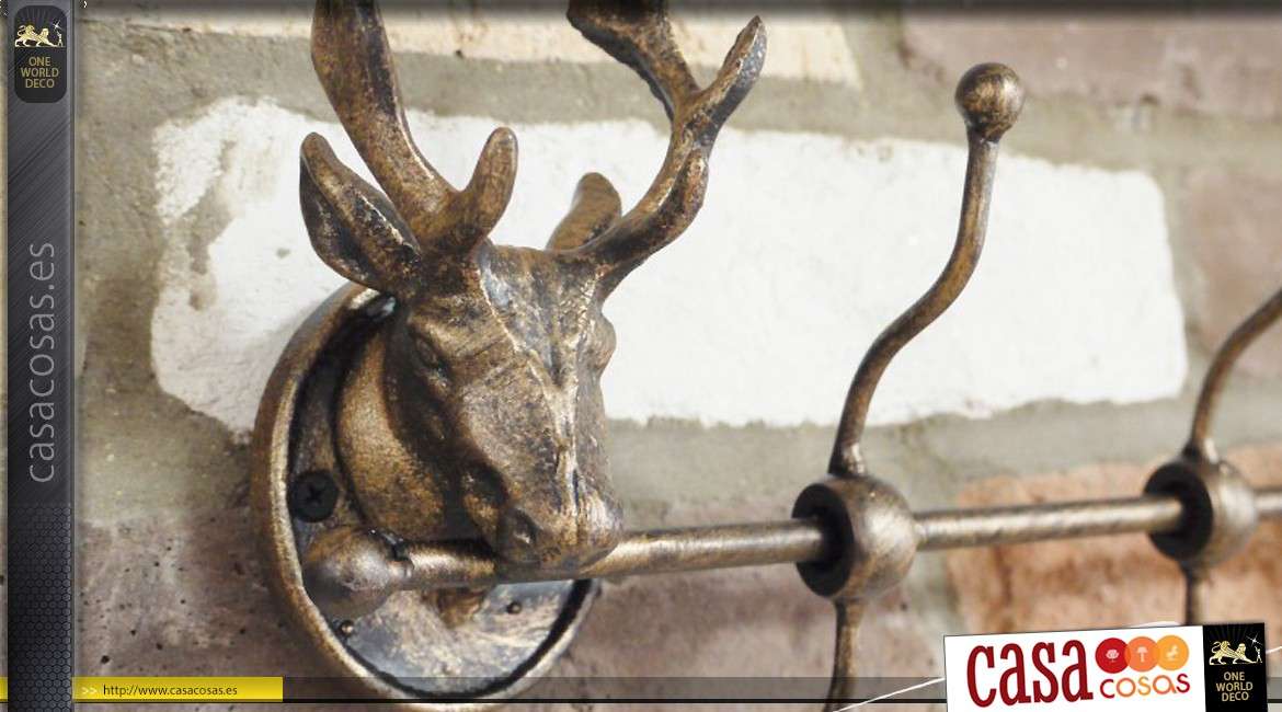 Perchero de metal con cabeza de ciervo 50 cm