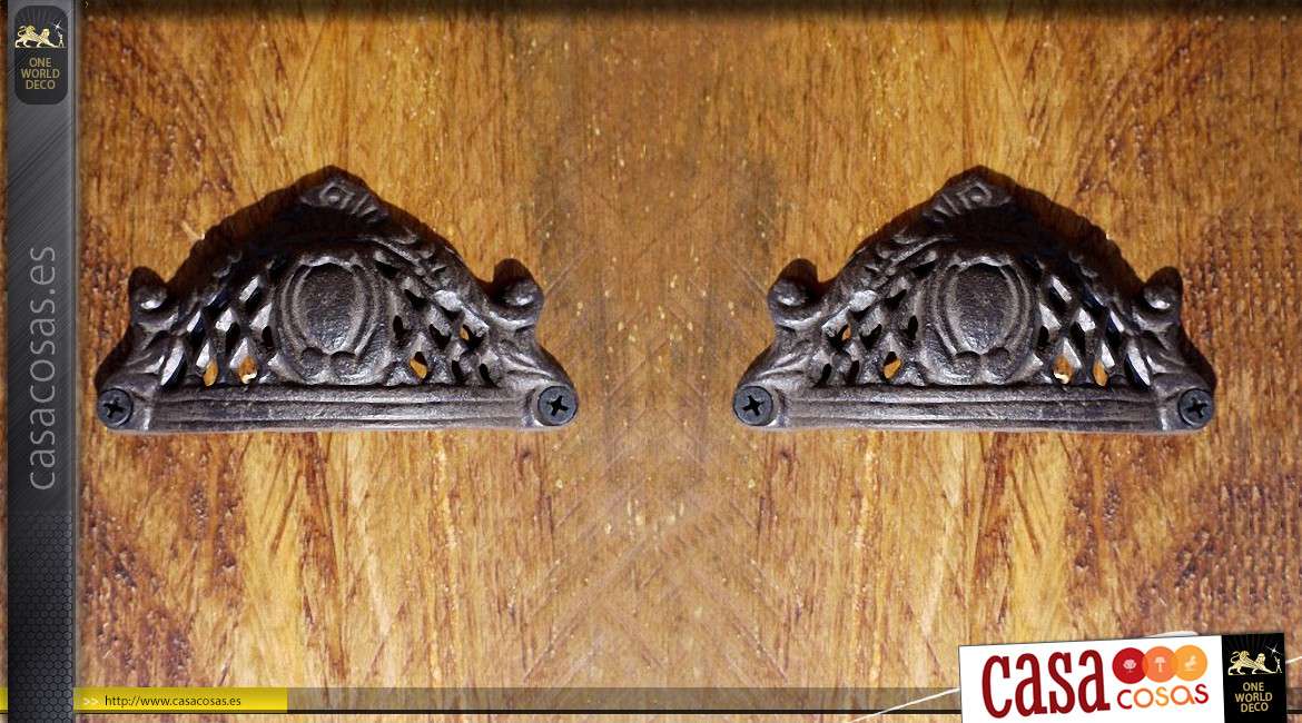 Tirador de puerta de hierro forjado de estilo barroco y retro