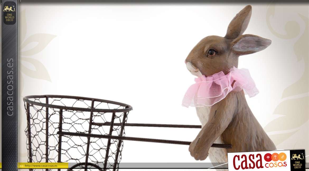 Conejo decorativo con carretilla