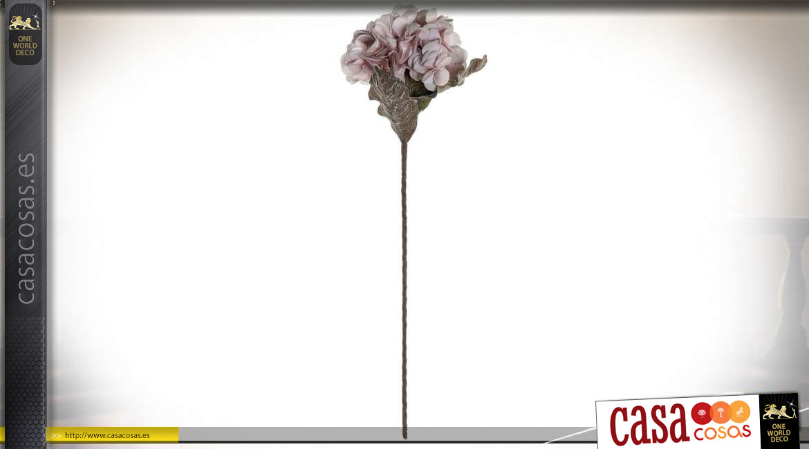 Serie de dos ramas de hortensias sintéticas, pastel y ambiente romántico, 74cm.