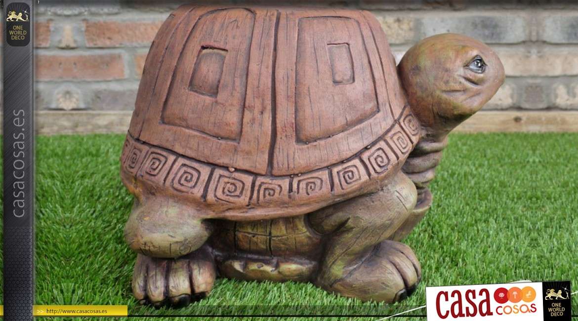 Puf / taburete original en forma de tortuga imitación madera 45 cm