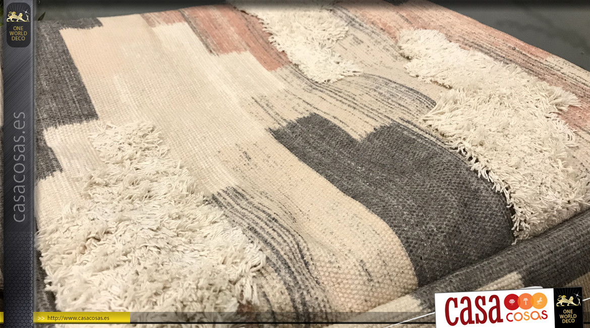 Cojín de suelo cuadrado de algodón grueso, efecto patchwork en colores usados, 40x40cm