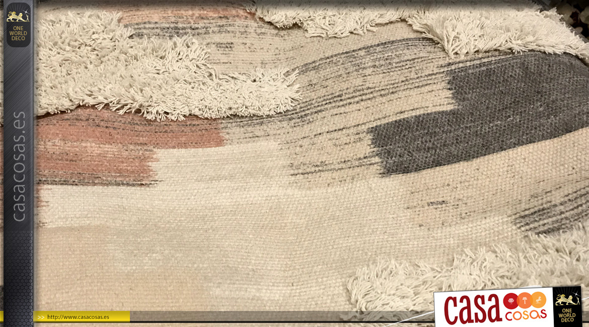 Cojín de suelo cuadrado de algodón grueso, efecto patchwork en colores usados, 40x40cm